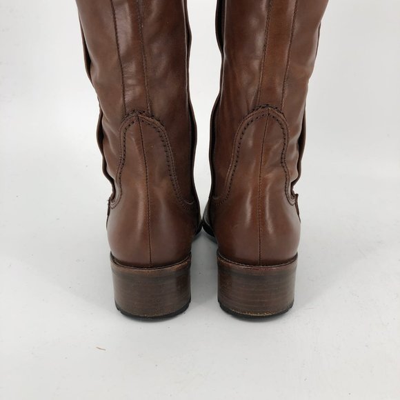 Vibram Brown Leather Heeled Boots | Classic Buckle Accent - Picture 5 of 10